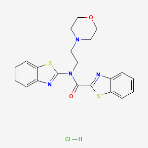 molecular formula C21H21ClN4O2S2 B2468693 N-(benzo[d]thiazol-2-yl)-N-(2-morpholinoethyl)benzo[d]thiazole-2-carboxamide hydrochloride CAS No. 1216656-52-8