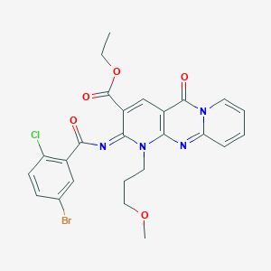 molecular formula C25H22BrClN4O5 B2468696 (Z)-ethyl 2-((5-bromo-2-chlorobenzoyl)imino)-1-(3-methoxypropyl)-5-oxo-2,5-dihydro-1H-dipyrido[1,2-a:2',3'-d]pyrimidine-3-carboxylate CAS No. 534578-97-7