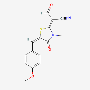 (2Z)-2-[(5E)-5-[(4-Methoxyphenyl)methylidene]-3-methyl-4-oxo-1,3-thiazolidin-2-ylidene]-3-oxopropanenitrile