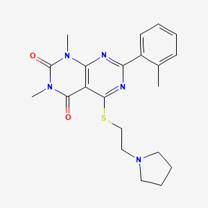 1,3-Dimethyl-7-(2-methylphenyl)-5-(2-pyrrolidin-1-ylethylsulfanyl)pyrimido[4,5-d]pyrimidine-2,4-dione