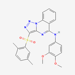 molecular formula C25H23N5O4S B2468709 N-(3,4-dimethoxyphenyl)-3-((2,5-dimethylphenyl)sulfonyl)-[1,2,3]triazolo[1,5-a]quinazolin-5-amine CAS No. 899761-29-6