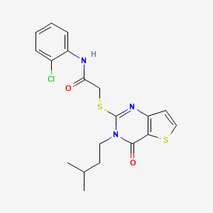 molecular formula C19H20ClN3O2S2 B2468713 N-(2-氯苯基)-2-{[3-(3-甲基丁基)-4-氧代-3,4-二氢噻吩并[3,2-d]嘧啶-2-基]硫代}乙酰胺 CAS No. 1252843-55-2