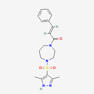 molecular formula C19H24N4O3S B2468716 (E)-1-(4-((3,5-二甲基-1H-吡唑-4-基)磺酰基)-1,4-二氮杂环-1-基)-3-苯基丙-2-烯-1-酮 CAS No. 2034752-42-4