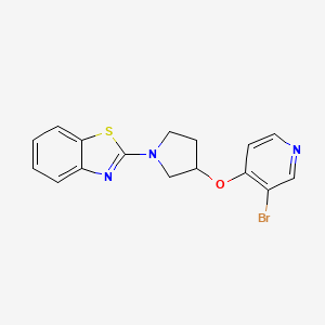 molecular formula C16H14BrN3OS B2468717 2-[3-(3-Bromopyridin-4-yl)oxypyrrolidin-1-yl]-1,3-benzothiazole CAS No. 2380078-40-8