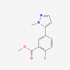 molecular formula C12H11FN2O2 B2468723 Methyl 2-Fluoro-5-(1-methyl-5-pyrazolyl)benzoate CAS No. 2089289-04-1