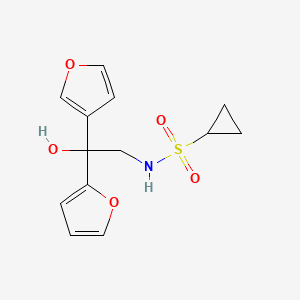 molecular formula C13H15NO5S B2468724 N-[2-(furan-2-yl)-2-(furan-3-yl)-2-hydroxyethyl]cyclopropanesulfonamide CAS No. 2034329-54-7