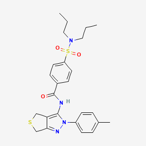 molecular formula C25H30N4O3S2 B2468726 4-(N,N-二丙基磺酰胺基)-N-(2-(对甲苯基)-4,6-二氢-2H-噻吩并[3,4-c]吡唑-3-基)苯甲酰胺 CAS No. 361172-50-1