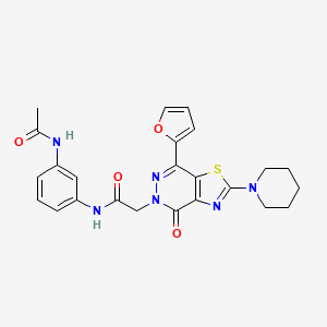 molecular formula C24H24N6O4S B2468740 N-(3-acetamidophenyl)-2-(7-(furan-2-yl)-4-oxo-2-(piperidin-1-yl)thiazolo[4,5-d]pyridazin-5(4H)-yl)acetamide CAS No. 1203045-30-0