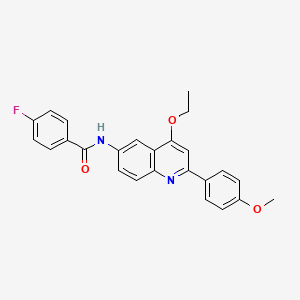 molecular formula C25H21FN2O3 B2468748 N-[4-Ethoxy-2-(4-methoxyphenyl)quinolin-6-YL]-4-fluorobenzamide CAS No. 1358252-10-4