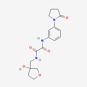 molecular formula C17H21N3O5 B2468758 N1-((3-hydroxytetrahydrofuran-3-yl)methyl)-N2-(3-(2-oxopyrrolidin-1-yl)phenyl)oxalamide CAS No. 2034605-56-4