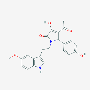 molecular formula C23H22N2O5 B246876 4-acetyl-3-hydroxy-5-(4-hydroxyphenyl)-1-[2-(5-methoxy-1H-indol-3-yl)ethyl]-1,5-dihydro-2H-pyrrol-2-one 