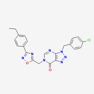 molecular formula C22H18ClN7O2 B2468770 3-(4-chlorobenzyl)-6-((3-(4-ethylphenyl)-1,2,4-oxadiazol-5-yl)methyl)-3H-[1,2,3]triazolo[4,5-d]pyrimidin-7(6H)-one CAS No. 1207014-90-1