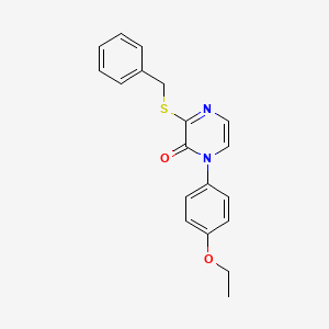 molecular formula C19H18N2O2S B2468777 3-(benzylthio)-1-(4-ethoxyphenyl)pyrazin-2(1H)-one CAS No. 899945-38-1