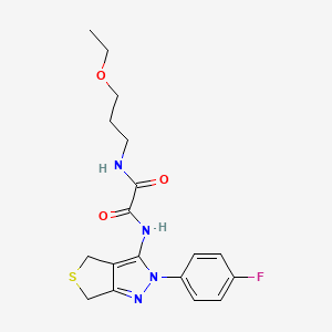 molecular formula C18H21FN4O3S B2468779 N-(3-ethoxypropyl)-N'-[2-(4-fluorophenyl)-4,6-dihydrothieno[3,4-c]pyrazol-3-yl]oxamide CAS No. 899741-72-1