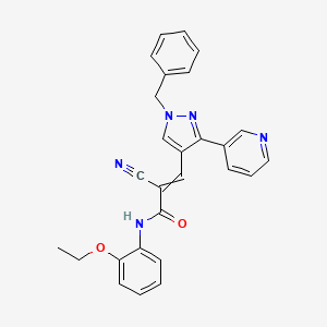 molecular formula C27H23N5O2 B2468786 3-[1-benzyl-3-(pyridin-3-yl)-1H-pyrazol-4-yl]-2-cyano-N-(2-éthoxyphényl)prop-2-ènamide CAS No. 882153-18-6