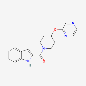molecular formula C18H18N4O2 B2468798 (1H-indol-2-yl)(4-(pyrazin-2-yloxy)piperidin-1-yl)methanone CAS No. 1448075-55-5