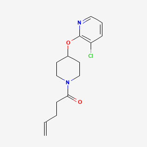 molecular formula C15H19ClN2O2 B2468799 1-(4-((3-Chloropyridin-2-yl)oxy)piperidin-1-yl)pent-4-en-1-one CAS No. 1448059-52-6