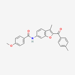 molecular formula C25H21NO4 B2468805 4-methoxy-N-[3-methyl-2-(4-methylbenzoyl)-1-benzofuran-6-yl]benzamide CAS No. 929440-37-9