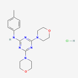 molecular formula C18H25ClN6O2 B2468815 4,6-dimorpholino-N-(p-tolyl)-1,3,5-triazin-2-amine hydrochloride CAS No. 1179463-86-5