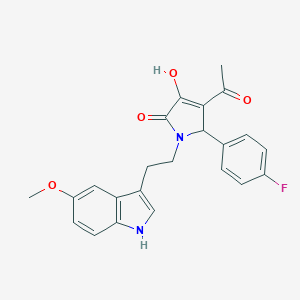 molecular formula C23H21FN2O4 B246886 4-acetyl-5-(4-fluorophenyl)-3-hydroxy-1-[2-(5-methoxy-1H-indol-3-yl)ethyl]-1,5-dihydro-2H-pyrrol-2-one 