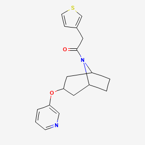 B2468875 1-((1R,5S)-3-(pyridin-3-yloxy)-8-azabicyclo[3.2.1]octan-8-yl)-2-(thiophen-3-yl)ethanone CAS No. 2109278-57-9