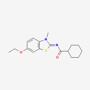 molecular formula C17H22N2O2S B2468896 N-(6-乙氧基-3-甲基-1,3-苯并噻唑-2-亚甲基)环己烷甲酰胺 CAS No. 476295-15-5