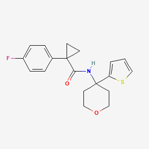 1-(4-fluorophenyl)-N-(4-(thiophen-2-yl)tetrahydro-2H-pyran-4-yl)cyclopropanecarboxamide