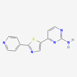 molecular formula C12H9N5S B2468910 4-[2-(吡啶-4-基)-1,3-噻唑-5-基]嘧啶-2-胺 CAS No. 1823182-54-2