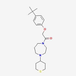 molecular formula C22H34N2O2S B2468920 2-(4-叔丁基苯氧基)-1-[4-(噻吩-4-基)-1,4-二氮杂环戊烷-1-基]乙酮 CAS No. 2097898-38-7