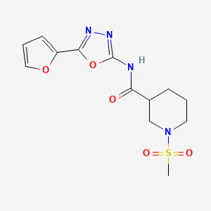 molecular formula C13H16N4O5S B2468928 N-(5-(呋喃-2-基)-1,3,4-恶二唑-2-基)-1-(甲磺酰基)哌啶-3-甲酰胺 CAS No. 1058398-78-9