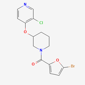 molecular formula C15H14BrClN2O3 B2468931 (5-Bromofuran-2-yl)(3-((3-chloropyridin-4-yl)oxy)piperidin-1-yl)methanone CAS No. 2034526-31-1