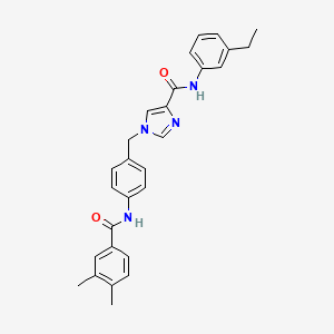 molecular formula C28H28N4O2 B2468935 1-(4-(3,4-二甲基苯甲酰胺)苄基)-N-(3-乙基苯基)-1H-咪唑-4-甲酰胺 CAS No. 1251709-59-7