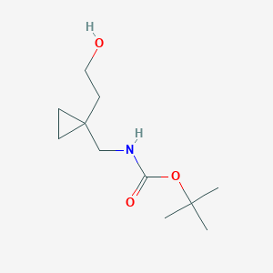 molecular formula C11H21NO3 B2468940 tert-butyl N-{[1-(2-hydroxyethyl)cyclopropyl]methyl}carbamate CAS No. 1600881-22-8