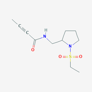 molecular formula C11H18N2O3S B2468941 N-[(1-Ethylsulfonylpyrrolidin-2-yl)methyl]but-2-ynamide CAS No. 2411294-01-2