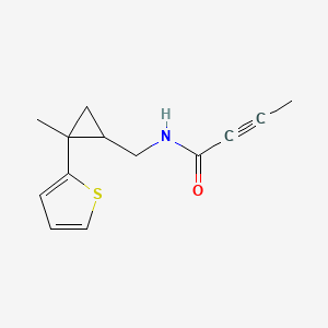 molecular formula C13H15NOS B2468946 N-[(2-Methyl-2-thiophen-2-ylcyclopropyl)methyl]but-2-ynamide CAS No. 2411242-59-4