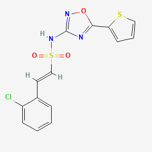 molecular formula C14H10ClN3O3S2 B2468949 (E)-2-(2-Chlorophenyl)-N-(5-thiophen-2-yl-1,2,4-oxadiazol-3-yl)ethenesulfonamide CAS No. 1798431-09-0