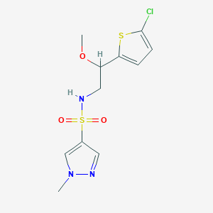 molecular formula C11H14ClN3O3S2 B2468965 N-(2-(5-chlorothiophen-2-yl)-2-methoxyethyl)-1-methyl-1H-pyrazole-4-sulfonamide CAS No. 2034257-91-3
