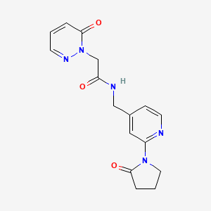 molecular formula C16H17N5O3 B2468978 2-(6-oxopyridazin-1(6H)-yl)-N-((2-(2-oxopyrrolidin-1-yl)pyridin-4-yl)methyl)acetamide CAS No. 2034568-00-6