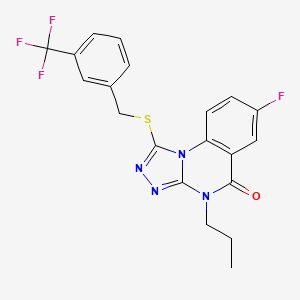 molecular formula C20H16F4N4OS B2469007 7-fluoro-4-propyl-1-((3-(trifluoromethyl)benzyl)thio)-[1,2,4]triazolo[4,3-a]quinazolin-5(4H)-one CAS No. 1114832-23-3