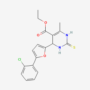 molecular formula C18H17ClN2O3S B2469017 4-[5-(2-氯苯基)呋喃-2-基]-6-甲基-2-硫代-3,4-二氢-1H-嘧啶-5-羧酸乙酯 CAS No. 403846-94-6