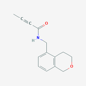 molecular formula C14H15NO2 B2469034 N-(3,4-Dihydro-1H-isochromen-5-ylmethyl)but-2-ynamide CAS No. 2411299-88-0