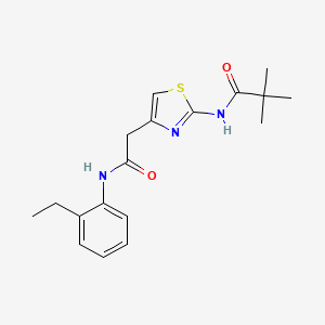 molecular formula C18H23N3O2S B2469038 N-(4-(2-((2-ethylphenyl)amino)-2-oxoethyl)thiazol-2-yl)pivalamide CAS No. 921546-50-1