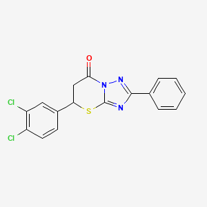 molecular formula C17H11Cl2N3OS B2469040 5-(3,4-Dichlorophenyl)-2-phenyl-5,6-dihydro-[1,2,4]triazolo[5,1-b][1,3]thiazin-7-one CAS No. 637325-88-3