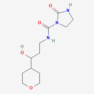 molecular formula C12H21N3O4 B2469057 N-(3-羟基-3-(四氢-2H-吡喃-4-基)丙基)-2-氧代咪唑烷-1-甲酰胺 CAS No. 2034241-16-0