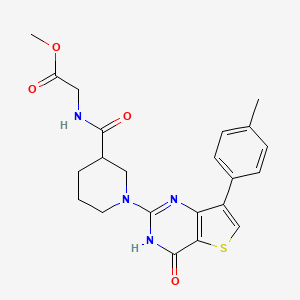 molecular formula C22H24N4O4S B2469059 2-(1-(4-氧代-7-(对甲苯基)-3,4-二氢噻吩并[3,2-d]嘧啶-2-基)哌啶-3-甲酰胺基)乙酸甲酯 CAS No. 1242985-57-4