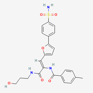 molecular formula C24H25N3O6S B2469071 (Z)-N-(3-((3-羟基丙基)氨基)-3-氧代-1-(5-(4-磺酰基苯基)呋喃-2-基)丙-1-烯-2-基)-4-甲基苯甲酰胺 CAS No. 615273-85-3