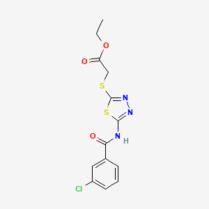molecular formula C13H12ClN3O3S2 B2469089 2-((5-(3-氯苯甲酰胺)-1,3,4-噻二唑-2-基)硫代)乙酸乙酯 CAS No. 392318-09-1