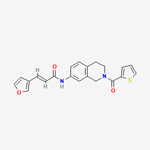 molecular formula C21H18N2O3S B2469095 （E）-3-(呋喃-3-基)-N-(2-(噻吩-2-羰基)-1,2,3,4-四氢异喹啉-7-基)丙烯酰胺 CAS No. 1448139-91-0