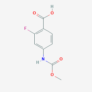 molecular formula C9H8FNO4 B2469097 2-氟-4-((甲氧羰基)氨基)苯甲酸 CAS No. 1699285-76-1