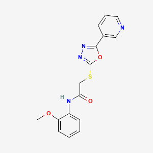 molecular formula C16H14N4O3S B2469100 N-(2-甲氧基苯基)-2-[(5-吡啶-3-基-1,3,4-恶二唑-2-基)硫代]乙酰胺 CAS No. 484644-11-3